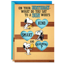 Load image into Gallery viewer, Peanuts® Snoopy Kind, Smart and Charming Birthday Card for Son