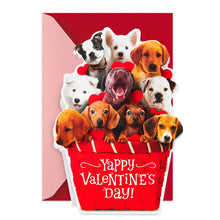 Load image into Gallery viewer, Puppies in Basket Funny Musical Valentine's Day Card