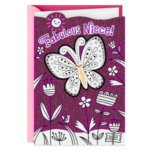 Load image into Gallery viewer, Butterfly and Flowers Fabulous Niece Birthday Card