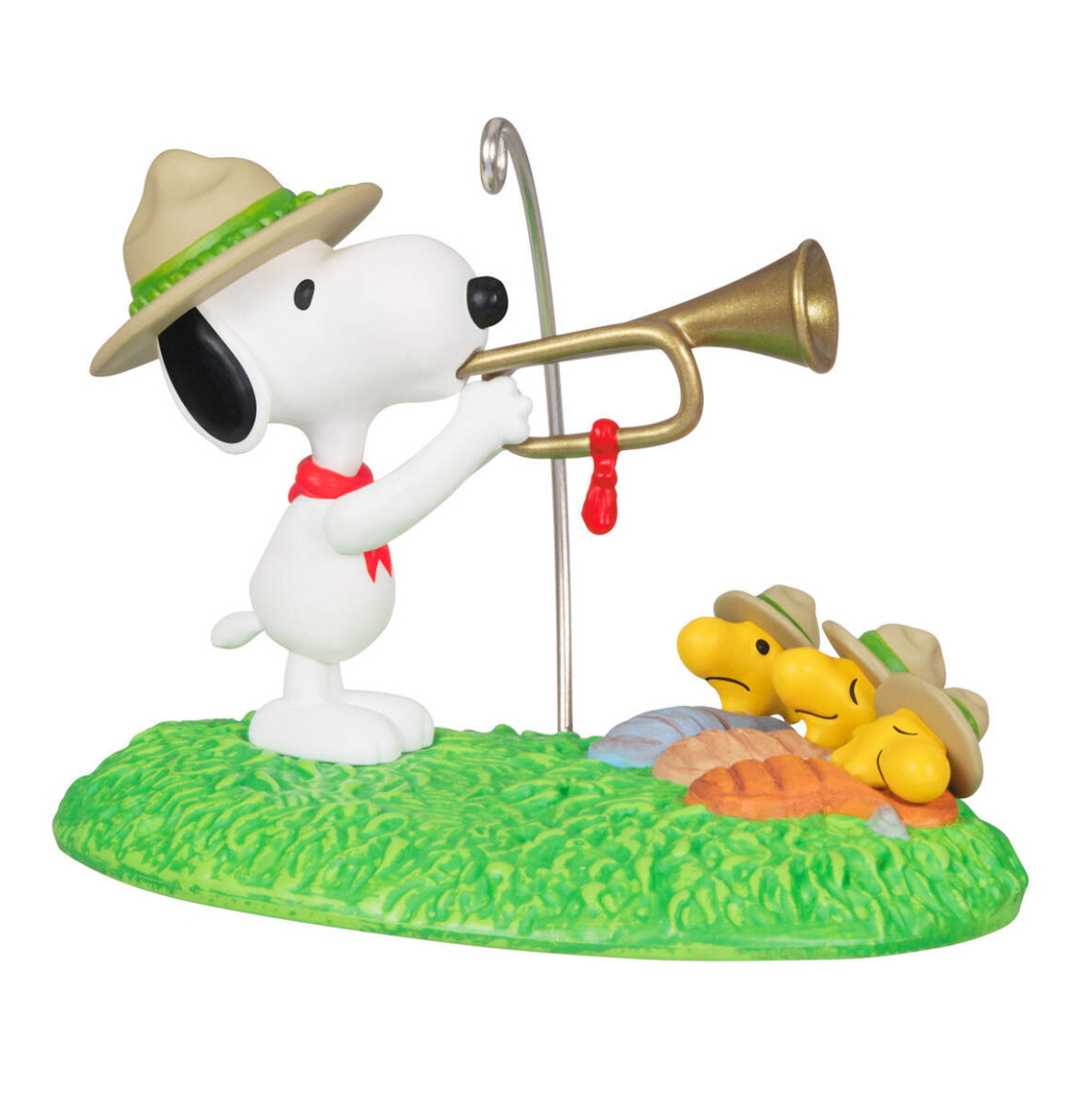 The Peanuts® Gang Beagle Scouts 50th Anniversary Rise and Shine! Ornament and Pin, Set of 2