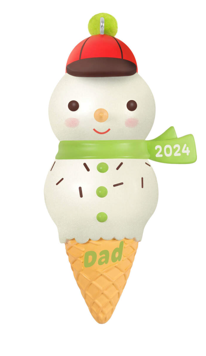 Dad Snowman Ice Cream Cone 2024 Ornament