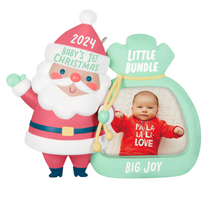 Load image into Gallery viewer, Little Bundle Big Joy 2024 Photo Frame Ornament
