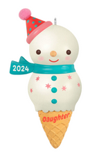 Load image into Gallery viewer, Daughter Snowman Ice Cream Cone 2024 Ornament
