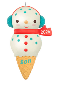 Son Snowman Ice Cream Cone 2024 Ornament