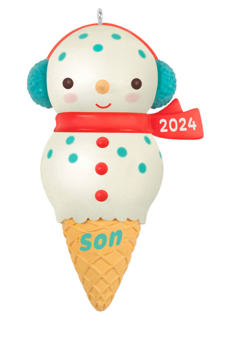 Son Snowman Ice Cream Cone 2024 Ornament