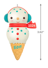 Load image into Gallery viewer, Son Snowman Ice Cream Cone 2024 Ornament
