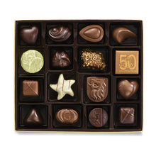 Load image into Gallery viewer, Assorted Chocolate Gold Gift Box, Gold Ribbon, 19 pc
