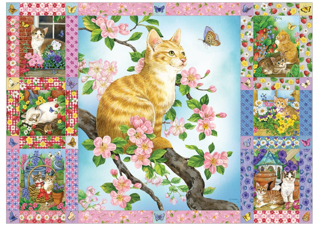 Blossoms and Kittens Quilt - 1000pc