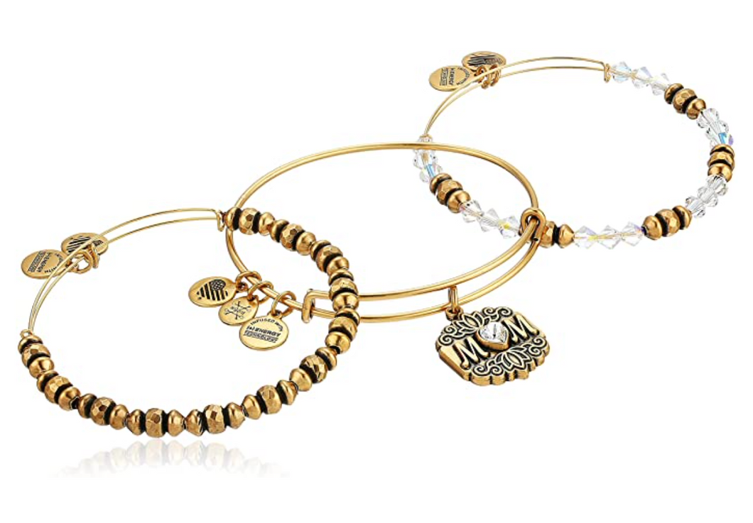 Mom Set of 3 Bangle Bracelet, Rafaelian Gold, Expandable