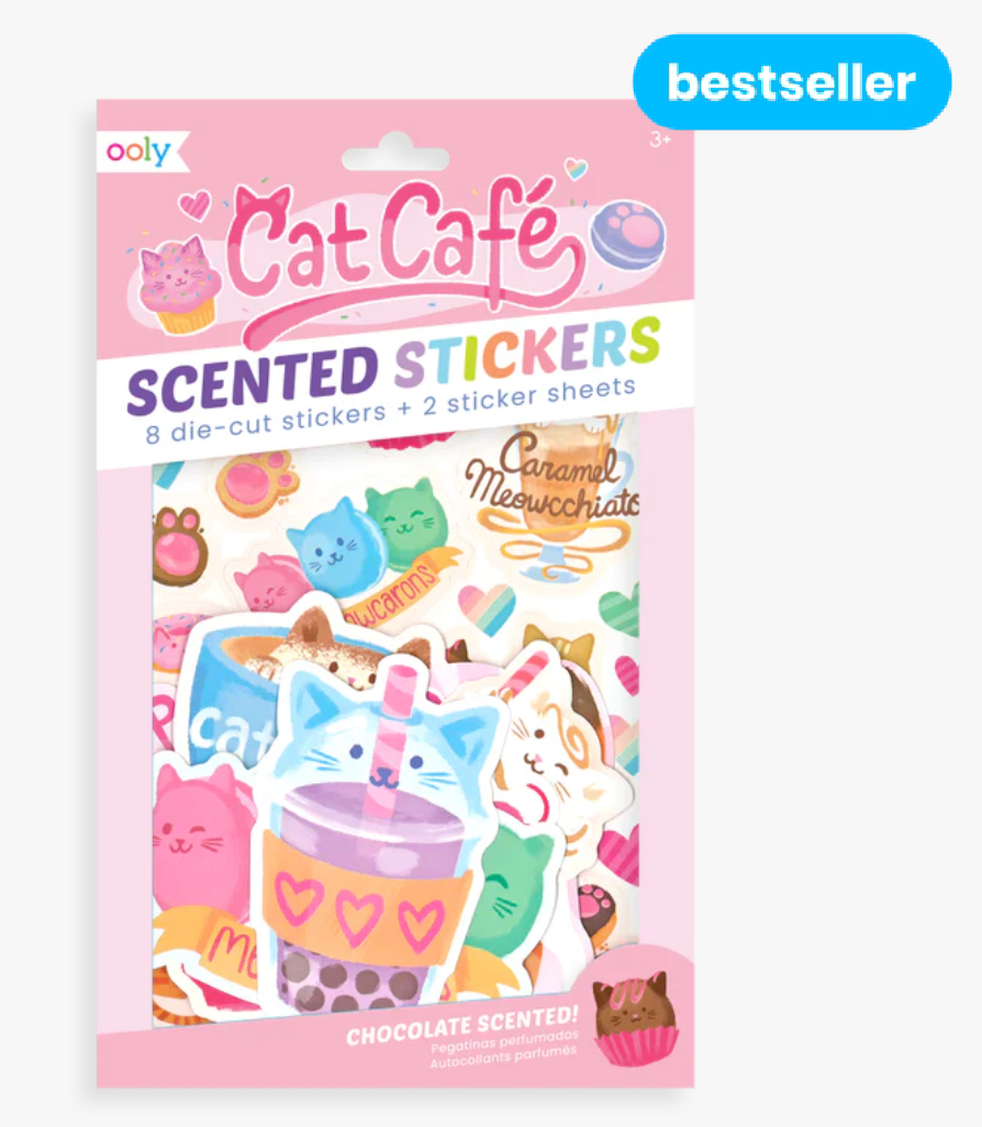 cat cafe scented stickers