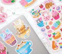 Load image into Gallery viewer, cat cafe scented stickers
