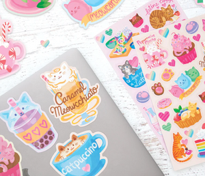 cat cafe scented stickers