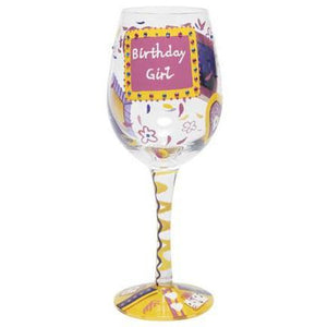 Lolita - Birthday Girl Hand Painted Wine Glass