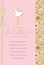 Load image into Gallery viewer, Dove With Gold Cross Baby Girl Baptism Card
