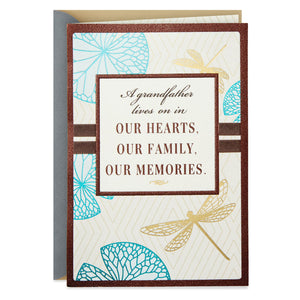 Golden Dragonflies Sympathy Card for Loss of Grandfather