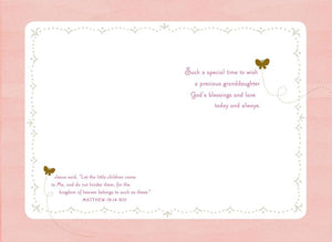 Pink Cross Baptism Card for Granddaughter