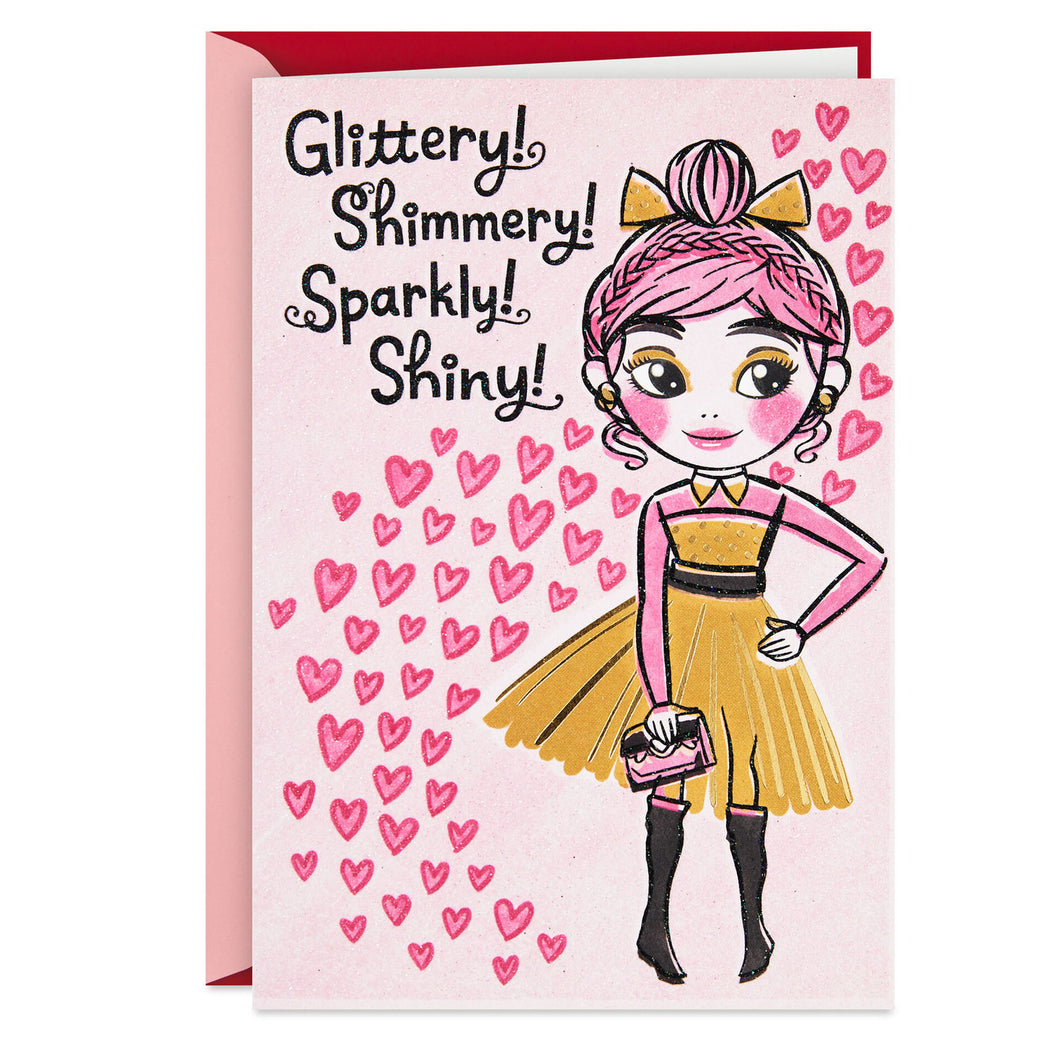 Fabulous Day Girl With Hearts Valentine's Day Card
