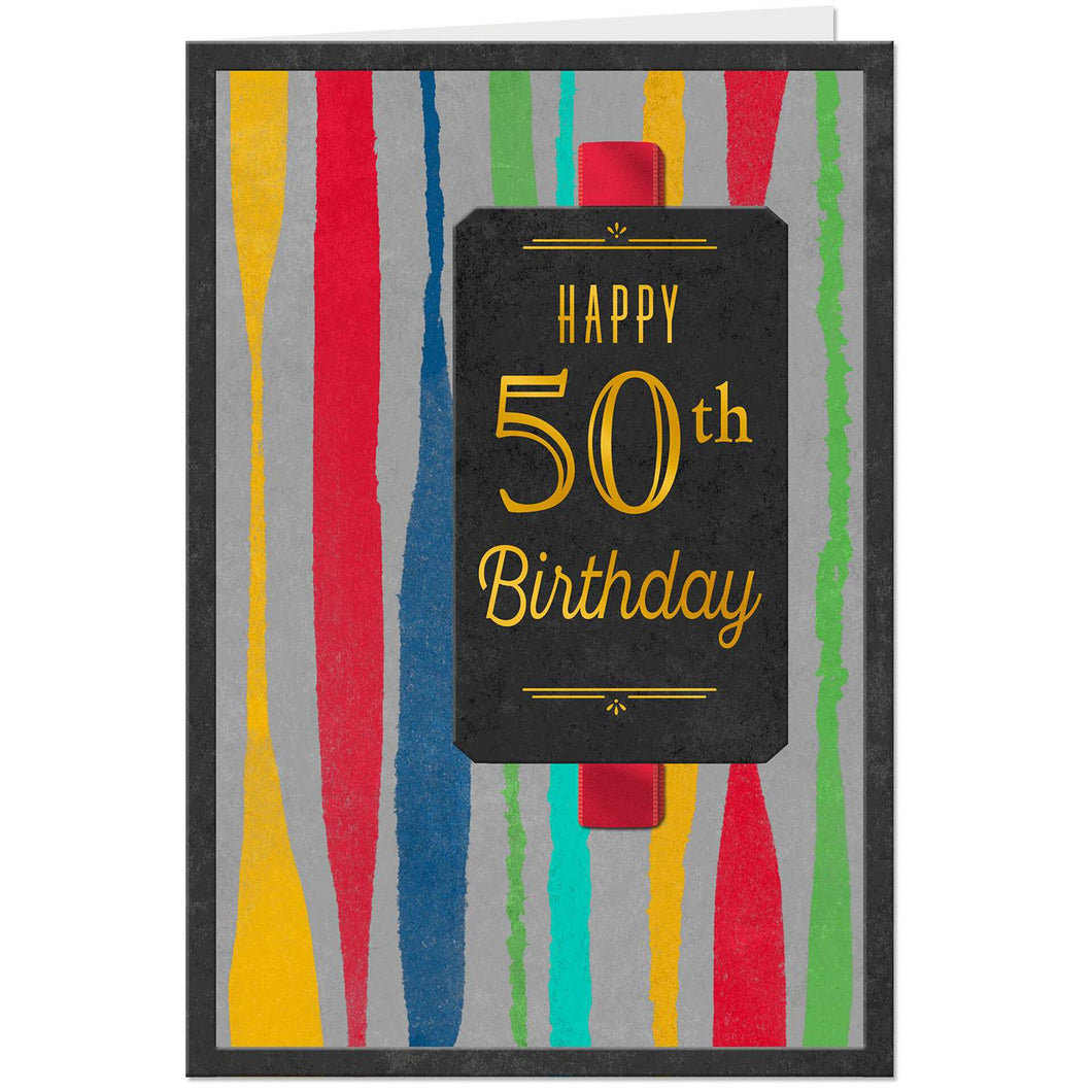 Colorful Stripes Meaningful Moments 50th Birthday Card