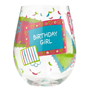 Lolita - Birthday Girl Hand Painted Stemless Wine Glass
