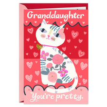 Load image into Gallery viewer, Pretty Amazing Cat Valentine&#39;s Day Card for Granddaughter
