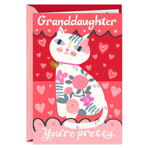 Pretty Amazing Cat Valentine's Day Card for Granddaughter
