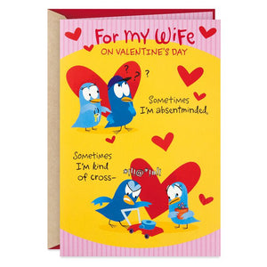 Bird Couple Funny Pop-Up Valentine's Day Card for Wife