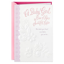 Load image into Gallery viewer, Life&#39;s Sweetest Gift Flowers and Swirls New Baby Girl Card

