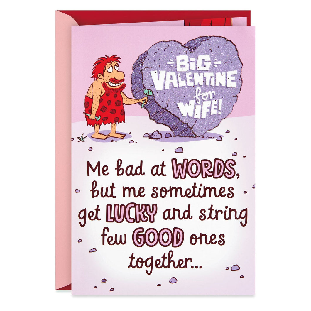 Big Love Caveman Funny Pop-Up Valentine's Day Card for Wife