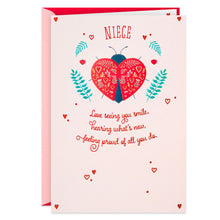 Load image into Gallery viewer, Heart Ladybug Valentine's Day Card for Niece
