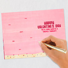 Load image into Gallery viewer, Triple Threat Shark Valentine&#39;s Day Card for Son
