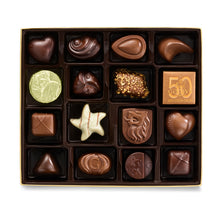 Load image into Gallery viewer, Assorted Chocolate Gold Gift Box, Red Ribbon, 19 pc.
