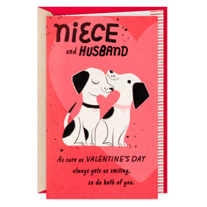 Smiles Two Dogs Valentine's Day Card For Niece and Husband