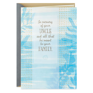 Blue Watercolor Plants Loss of Uncle Sympathy Card