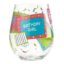 Load image into Gallery viewer, Lolita - Birthday Girl Hand Painted Stemless Wine Glass
