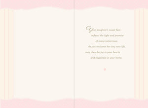 Gown With Bow Baby Girl Christening Card