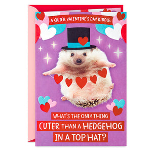 Hedgehog in a Top Hat Valentine's Day Card
