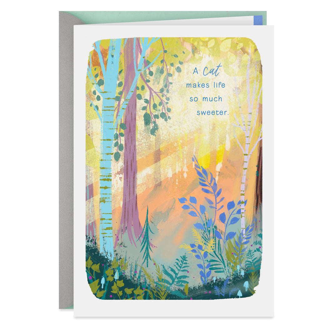 Sunlight in the Forest Sympathy Card for Loss of Cat