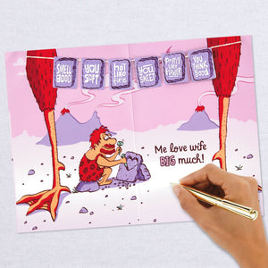 Big Love Caveman Funny Pop-Up Valentine's Day Card for Wife