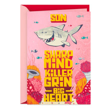 Load image into Gallery viewer, Triple Threat Shark Valentine&#39;s Day Card for Son
