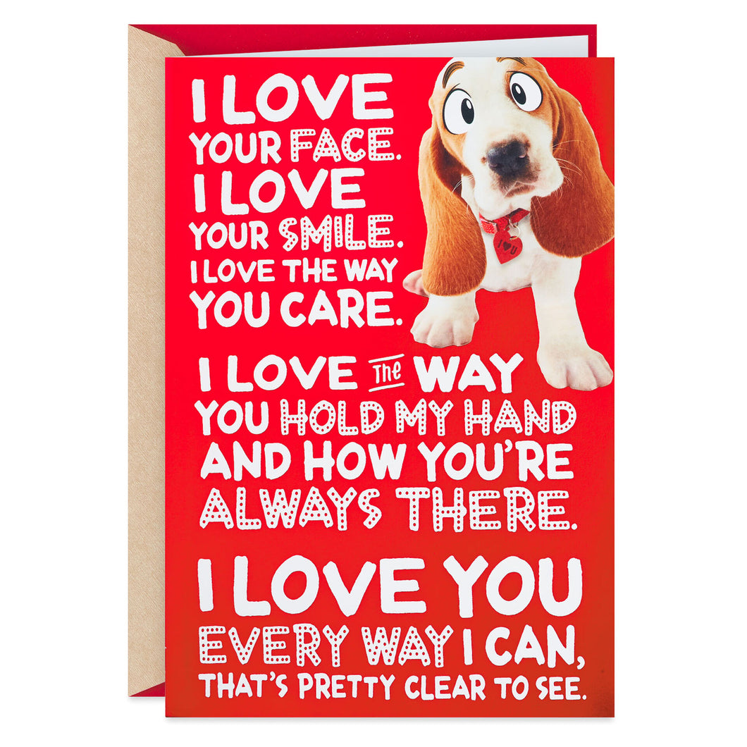 Cute Dog Love You Funny Romantic Pop-Up Valentine's Day Card