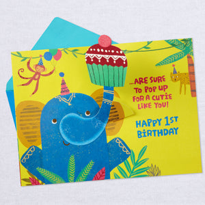 Jungle Animals Pop-Up 1st Birthday Card