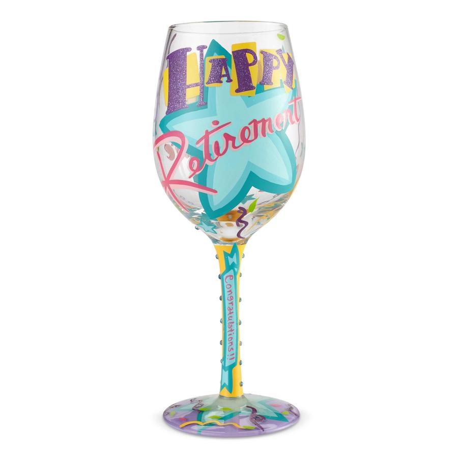 Lolita - Happy Retirement Hand Painted Wine Glass