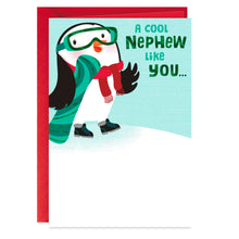 Load image into Gallery viewer, Cool Penguin With Snowboard Christmas Card for Nephew
