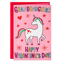 Load image into Gallery viewer, Unicorn on Pink Valentine's Day Card for Granddaughter

